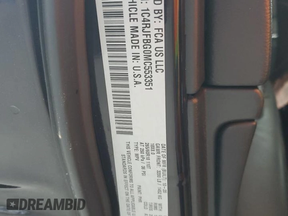 2021 Jeep Grand Cherokee Limited with VIN 1C4RJFBG0MC553351, listed as a Copart auction lot 53958265 with 95,491 mi miles and Salvage title. Bid and sale history available at DreamBid. Image 13.