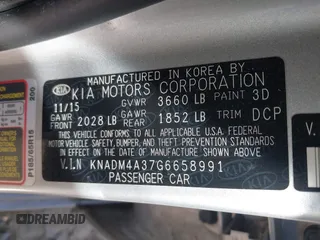 2016 Kia Rio LX with VIN KNADM4A37G6658991, listed as a IAAI auction lot 42092386 with 97,410 mi miles. Bid and sale history available at carsss.com. Image 7.