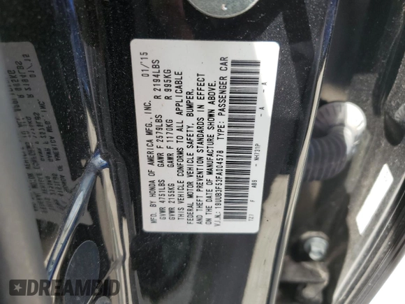 2015 Acura TLX Technology with VIN 19UUB3F53FA004578, listed as a Copart auction lot 62576695 with 196,210 mi miles and Clean title. Bid and sale history available at DreamBid. Image 12.