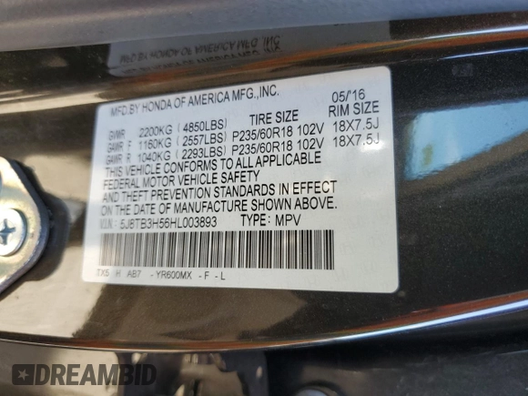 2017 Acura RDX Technology z VIN 5J8TB3H56HL003893, wystawiony jako Copart lot #63861745 z przebiegiem 78 709 mil mil oraz Szkoda całkowita • Salvage title. Historia ofert i sprzedaży dostępna na DreamBid. Obrazek 14.