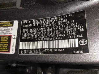 2012 Toyota Camry L with VIN 4T4BF1FK9CR234402, listed as a IAAI auction lot 41732308 with 50,946 mi miles. Bid and sale history available at carsss.com. Image 9.