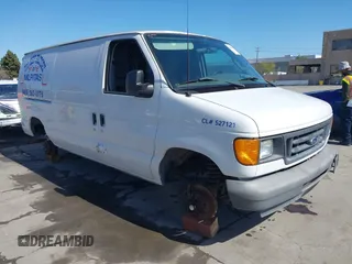 2003 Ford Econoline Cargo with VIN 1FTNE24L23HB81499, listed as a IAAI auction lot 41944485 with 86,629 mi miles and . Bid and sale history available at DreamBid. Image 1.
