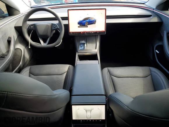 2025 Tesla Model 3 Long Range with VIN 5YJ3E1EB1SF950242, listed as a Copart auction lot 55609035 with 1,344 mi miles and Salvage title. Bid and sale history available at DreamBid. Image 8.