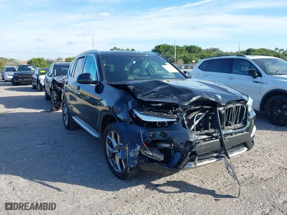 2021 BMW X3 sDrive30i with VIN 5UXTY3C06M9H54834, listed as a IAAI auction lot 41254428 with 28,987 mi miles. Bid and sale history available at carsss.com. Image 6.