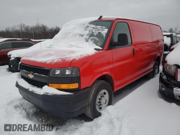 2023 Chevrolet Express Cargo Van with VIN 1GCWGAFPXP1189244, listed as a Copart auction lot 83864984 with 5,612 mi miles and Salvage Title. Bid and sale history available at carsss.com. Image 1.