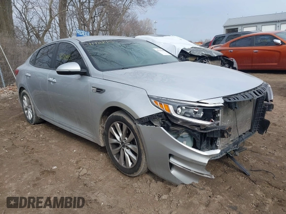 2017 Kia Optima LX with VIN 5XXGT4L36HG147615, listed as a IAAI auction lot 41710145 with 125,743 mi miles. Bid and sale history available at carsss.com. Image 1.