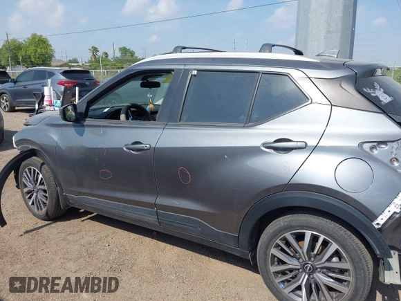2023 Nissan Kicks SV with VIN 3N1CP5CV0PL507073, listed as a IAAI auction lot 42063800 with 13,091 mi miles and . Bid and sale history available at DreamBid. Image 14.
