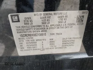 2014 Chevrolet Silverado 1500 LT with VIN 1GCRCREH3EZ138815, listed as a IAAI auction lot 41883354 with 214,630 mi miles. Bid and sale history available at carsss.com. Image 9.