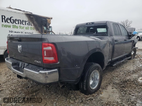 2023 Ram 3500 Tradesman with VIN 3C63RRGL8PG533380, listed as a Copart auction lot 44143105 with 0 mi miles and Salvage Title. Bid and sale history available at carsss.com. Image 3.