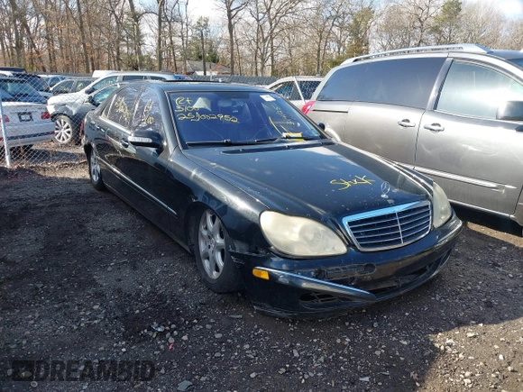 2004 Mercedes-Benz S-Class 5.0L with VIN WDBNG84J44A427425, listed as a IAAI auction lot 41851176 with 999,999 mi miles. Bid and sale history available at carsss.com. Image 6.