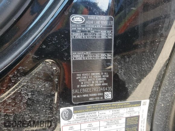 2024 Land Rover Defender with VIN SALEB6EE7R2346435, listed as a Copart auction lot 46250305 with 2,557 mi miles and Salvage title. Bid and sale history available at DreamBid. Image 14.