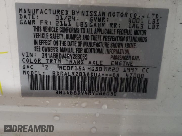 2024 Nissan Sentra SR with VIN 3N1AB8DV4RY288050, listed as a Copart auction lot 43603115 with 5,772 mi miles and Salvage Title. Bid and sale history available at carsss.com. Image 12.