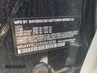 2014 BMW 7 Series ALPINA B7 xDrive with VIN WBAYF8C51ED653036, listed as a Copart auction lot 58156764 with 116,611 mi miles and Salvage Title. Bid and sale history available at DreamBid. Image 12.