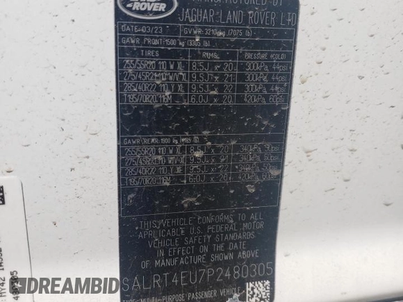 2023 Land Rover Discovery S R-Dynamic with VIN SALRT4EU7P2480305, listed as a Copart auction lot 68669674 with 16,511 mi miles and Salvage Title. Bid and sale history available at DreamBid. Image 15.