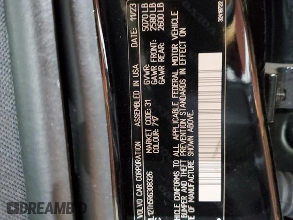 2024 Volvo S60 Plus Black Edition z VIN 7JRL12TH5RG308326, wystawiony jako Copart lot #41958005 z przebiegiem Nie podano mil oraz Szkody całkowita. Historia ofert i sprzedaży dostępna na DreamBid. Obrazek 13.