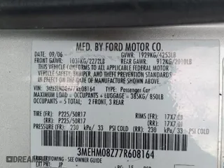 2007 Mercury Milan Premier with VIN 3MEHM08Z77R608164, listed as a Copart auction lot 51136515 with 208,136 mi miles and Salvage Title. Bid and sale history available at carsss.com. Image 12.