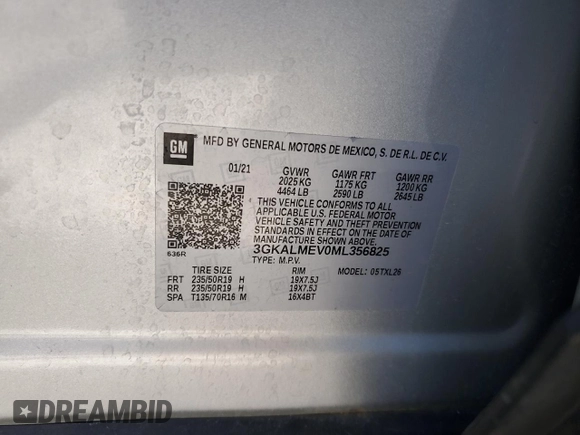 2021 GMC Terrain SLE с VIN 3GKALMEV0ML356825, выставлен на аукционе Copart как лот 52951045 с пробегом 81 370 миль миль и Списание • Salvage title. История ставок и продаж доступна на DreamBid. Изображение 12.