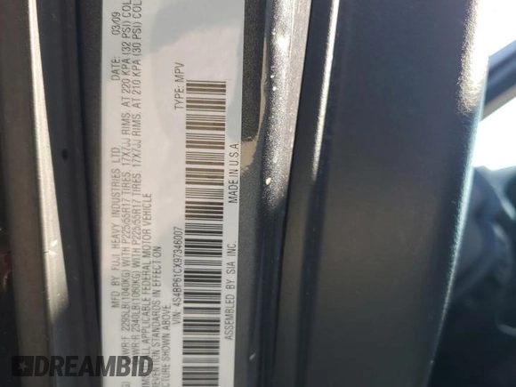 2009 Subaru Outback Special Edition с VIN 4S4BP61CX97346007, выставлен на аукционе Copart как лот 58699625 с пробегом 116 481 миль миль и Списание • Salvage title. История ставок и продаж доступна на DreamBid. Изображение 13.