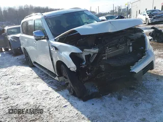 2019 Nissan Armada Platinum with VIN JN8AY2NE9K9759942, listed as a IAAI auction lot 41348179 with 114,902 mi miles. Bid and sale history available at carsss.com. Image 1.