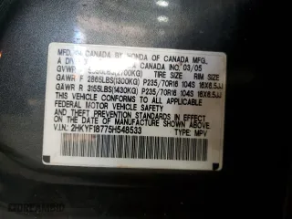 2005 Honda Pilot EX-L with NAVI with VIN 2HKYF18775H548533, listed as a Copart auction lot 48636845 with 267,889 mi miles and Salvage Title. Bid and sale history available at carsss.com. Image 13.