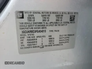 2015 Chevrolet Silverado 1500 LT with VIN 3GCUKREC9FG454013, listed as a Copart auction lot 43319665 with Not Provided miles and Salvage Title. Bid and sale history available at DreamBid. Image 13.