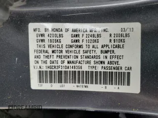 2013 Honda Accord LX z VIN 1HGCR2F31DA149356, wystawiony jako Copart lot #56986795 z przebiegiem 99 310 mil mil oraz Szkoda całkowita • Salvage title. Historia ofert i sprzedaży dostępna na DreamBid. Obrazek 12.