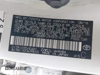 2017 Toyota Prius Two with VIN JTDKARFU3H3031631, listed as a IAAI auction lot 41765402 with 1 mi miles. Bid and sale history available at carsss.com. Image 9.