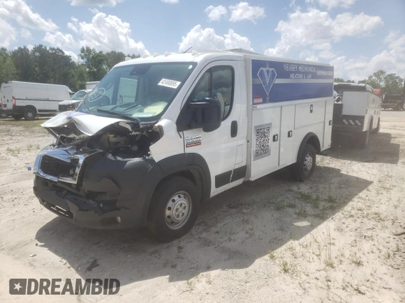 2022 Ram ProMaster z VIN 3C7WRVKG1NE141894, wystawiony jako Copart lot #42490895 z przebiegiem 55 907 mil mil oraz Szkody całkowita. Historia ofert i sprzedaży dostępna na DreamBid. Obrazek 1.