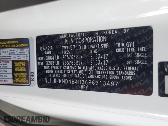 2023 Kia Carnival LX with VIN KNDNB4H36P6213497, listed as a Copart auction lot 78097064 with 43,972 mi miles and Salvage Title. Bid and sale history available at carsss.com. Image 14.
