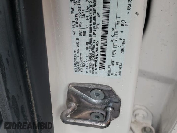 2018 Ford Escape Titanium z VIN 1FMCU9J94JUB49827, wystawiony jako Copart lot #55697385 z przebiegiem 98 682 mil mil oraz Szkoda całkowita • Salvage title. Historia ofert i sprzedaży dostępna na DreamBid. Obrazek 14.