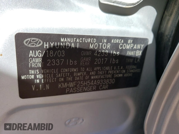 2004 Hyundai Sonata with VIN KMHWF25H54A933830, listed as a Copart auction lot 73734094 with 139,852 mi miles and Non Repairable. Bid and sale history available at carsss.com. Image 13.