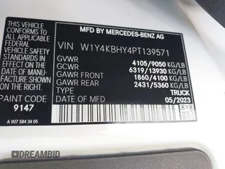 2023 Mercedes-Benz Sprinter Cargo with VIN W1Y4KBHY4PT139571, listed as a IAAI auction lot 42137852 with 13,304 mi miles. Bid and sale history available at carsss.com. Image 9.