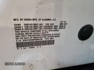 2017 Honda Pilot Elite with VIN 5FNYF6H08HB005758, listed as a Copart auction lot 53655725 with 124,218 mi miles and Salvage Title. Bid and sale history available at DreamBid. Image 14.