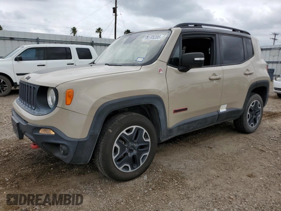 2016 Jeep Renegade Trailhawk with VIN ZACCJBCT7GPC50495, listed as a Copart auction lot 55705395 with 161,439 mi miles and Salvage title. Bid and sale history available at DreamBid. Image 1.
