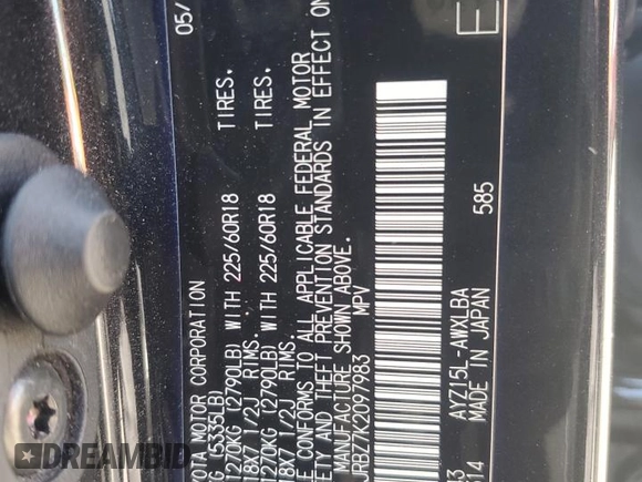 2019 Lexus NX 300h with VIN JTJBJRBZ7K2097983, listed as a Copart auction lot 50781455 with 70,253 mi miles and Salvage title. Bid and sale history available at DreamBid. Image 14.