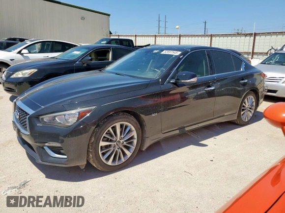 2018 Infiniti Q50 Luxe with VIN JN1EV7AP9JM352518, listed as a Copart auction lot 52697545 with 66,596 mi miles and Clean title. Bid and sale history available at DreamBid. Image 1.