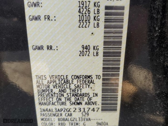 2016 Nissan Altima 2.5 SL with VIN 1N4AL3AP2GC231747, listed as a Copart auction lot 77513564 with 99,567 mi miles and Non Repairable. Bid and sale history available at carsss.com. Image 12.