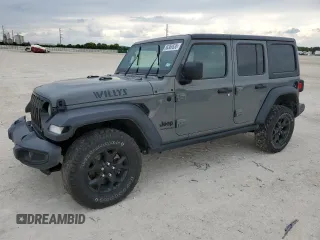 2021 Jeep Wrangler Unlimited Sport S with VIN 1C4HJXDG8MW576406, listed as a Copart auction lot 56369535 with 58,355 mi miles and Salvage title. Bid and sale history available at DreamBid. Image 1.