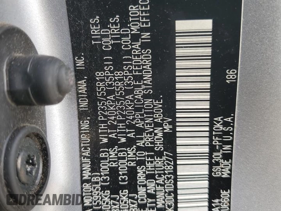 2013 Toyota Sienna XLE AAS with VIN 5TDYK3DC1DS318277, listed as a Copart auction lot 54156935 with 218,564 mi miles and Salvage title. Bid and sale history available at DreamBid. Image 13.