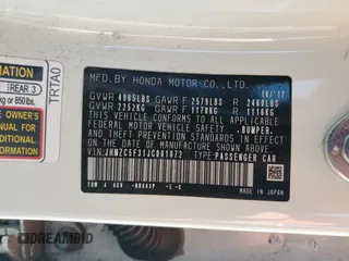 2018 Honda Clarity Plug-In Hybrid Touring with VIN JHMZC5F31JC001072, listed as a Copart auction lot 59436944 with 80,310 mi miles and Salvage Title. Bid and sale history available at carsss.com. Image 12.