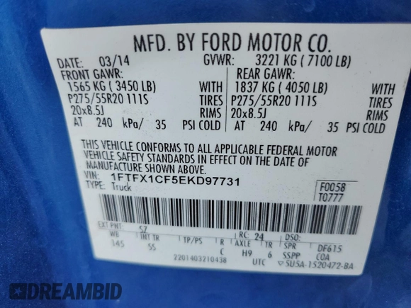 2014 Ford F-150 XL with VIN 1FTFX1CF5EKD97731, listed as a Copart auction lot 78469714 with 153,789 mi miles and Salvage Title. Bid and sale history available at carsss.com. Image 12.