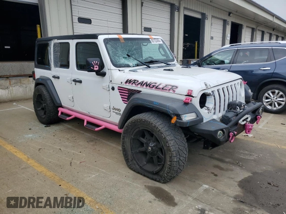 2020 Jeep Wrangler Unlimited Willys with VIN 1C4HJXDN3LW129737, listed as a Copart auction lot 80152464 with 97,700 mi miles and Salvage title. Bid and sale history available at DreamBid. Image 4.