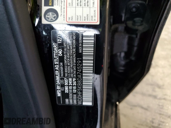 2013 Mercedes-Benz E 350 Luxury with VIN WDDHF5KB8DA745291, listed as a Copart auction lot 80461614 with 114,695 mi miles and Salvage Title. Bid and sale history available at DreamBid. Image 12.