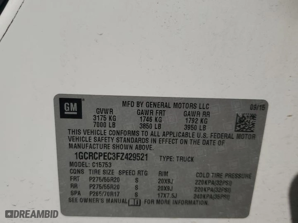2015 Chevrolet Silverado 1500 LS with VIN 1GCRCPEC3FZ429521, listed as a Copart auction lot 87477084 with 232,257 mi miles and Salvage Title. Bid and sale history available at carsss.com. Image 14.