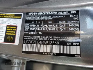 2017 Mercedes-Benz GLS 550 with VIN 4JGDF7DE4HA913568, listed as a Copart auction lot 38857264 with 78,848 mi miles and . Bid and sale history available at DreamBid. Image 16.