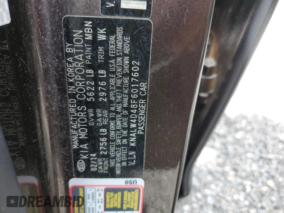 2015 Kia K900 Luxury with VIN KNALW4D48F6017602, listed as a Copart auction lot 74309814 with 0 mi miles and Salvage Title. Bid and sale history available at carsss.com. Image 13.