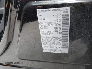 2019 Nissan Pathfinder Platinum with VIN 5N1DR2MM9KC627146, listed as a IAAI auction lot 42443000 with 100,762 mi miles and . Bid and sale history available at DreamBid. Image 9.