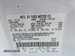 2014 Ford F-150 XL with VIN 1FTFW1ET2EKF29656, listed as a IAAI auction lot 41858484 with 178,778 mi miles and . Bid and sale history available at DreamBid. Image 9.