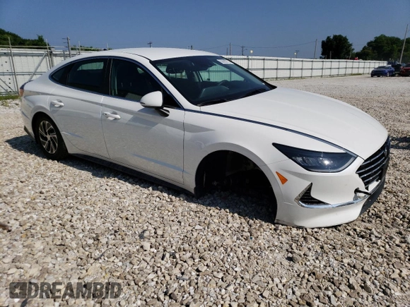 2021 Hyundai Sonata Hybrid Blue with VIN KMHL24JJ3MA022110, listed as a Copart auction lot 55993273 with 21,887 mi miles. Bid and sale history available at carsss.com. Image 4.