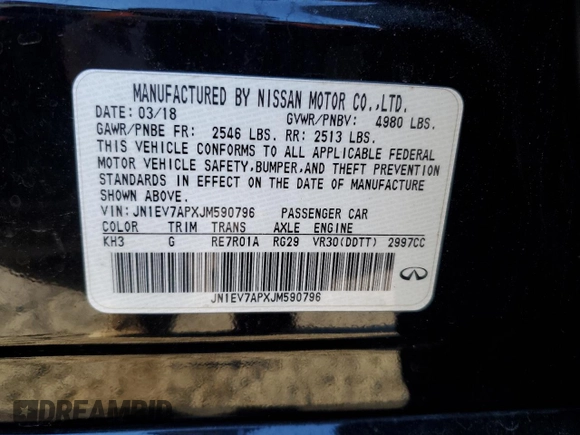 2018 Infiniti Q50 3.0t LUXE with VIN JN1EV7APXJM590796, listed as a Copart auction lot 47481395 with 91,360 mi miles and Salvage Title. Bid and sale history available at carsss.com. Image 12.